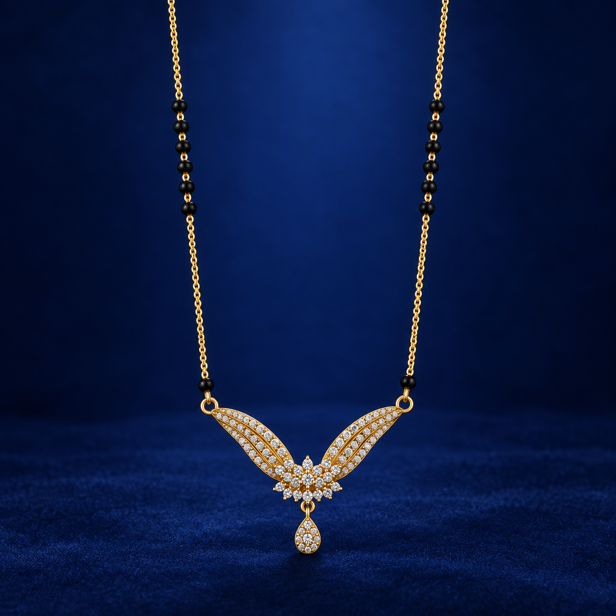 Royal V-Chevron CZ Gold Mangalsutra