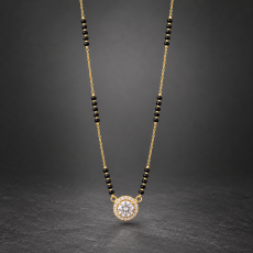 Classic Solitaire Halo CZ Gold Mangalsutra