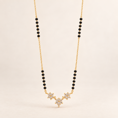 Delicate Floral Trio CZ Gold Mangalsutra