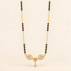 Royal Floral Wing CZ Gold Mangalsutra with Drop Accent