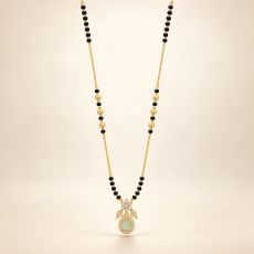 Elegant Sea-Green Teardrop CZ Gold Mangalsutra