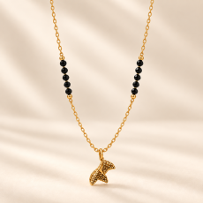 Charming Textured Bow Gold Mangalsutra Pendant