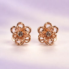 Rose Gold Openwork Flower Studs