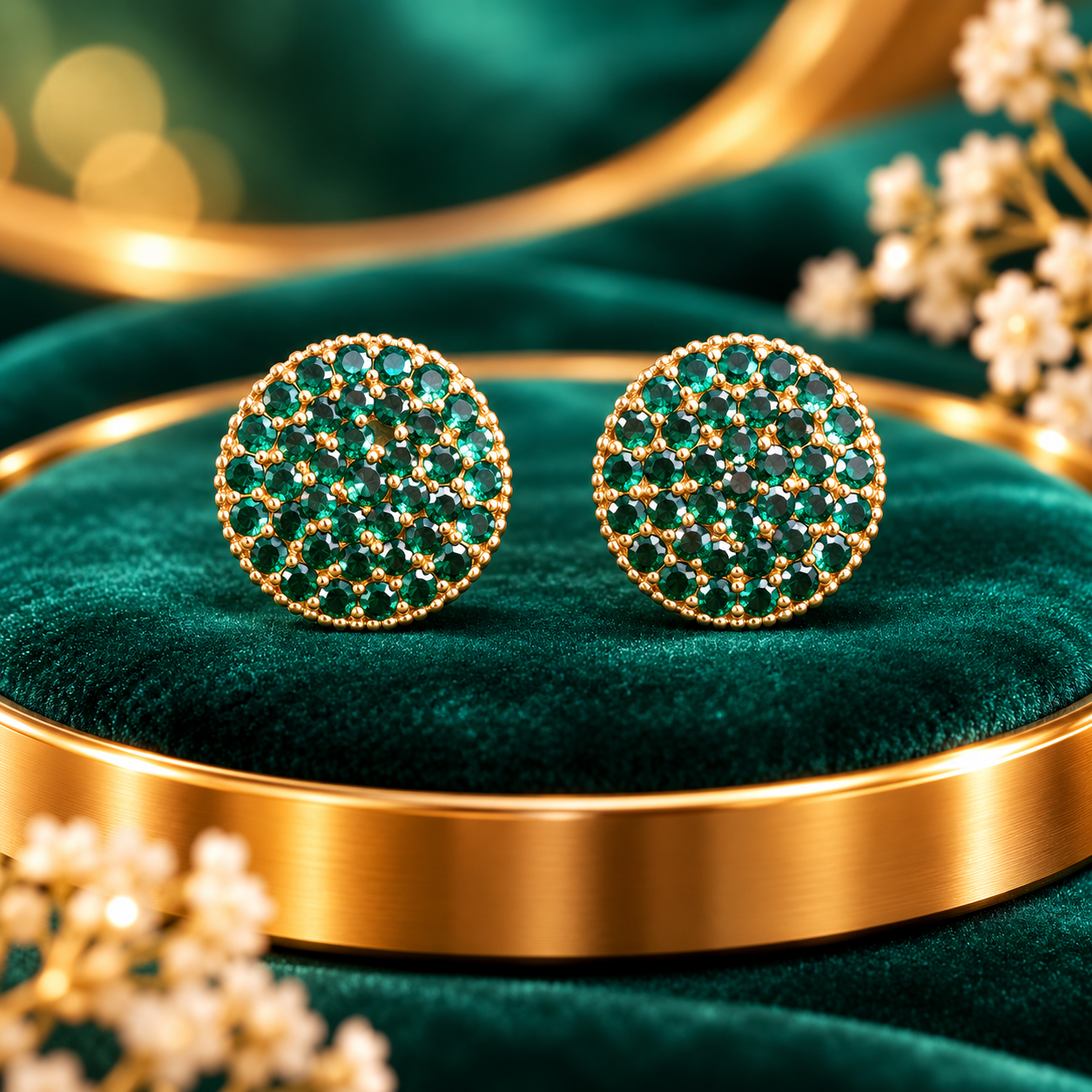Royal Ruby CZ & Pearl Drop Gold Jhumka Earrings