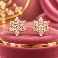Celestial Star-Cut CZ Gold Stud Earrings