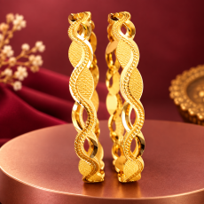 Gold-Tone Twisted Leaf Bangles – Set of 2
