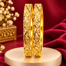 Ornate Circular Motif Gold-Tone Bangles