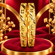 Gold-Tone Ribbon Wave Bangles