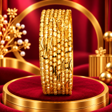 Textured Wave Gold-Tone Bangle Stack