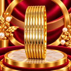 Polished Gold-Tone Slim Bangle Stack