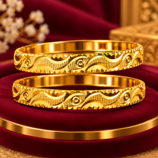 Curved Swirl Gold-Tone Bangles