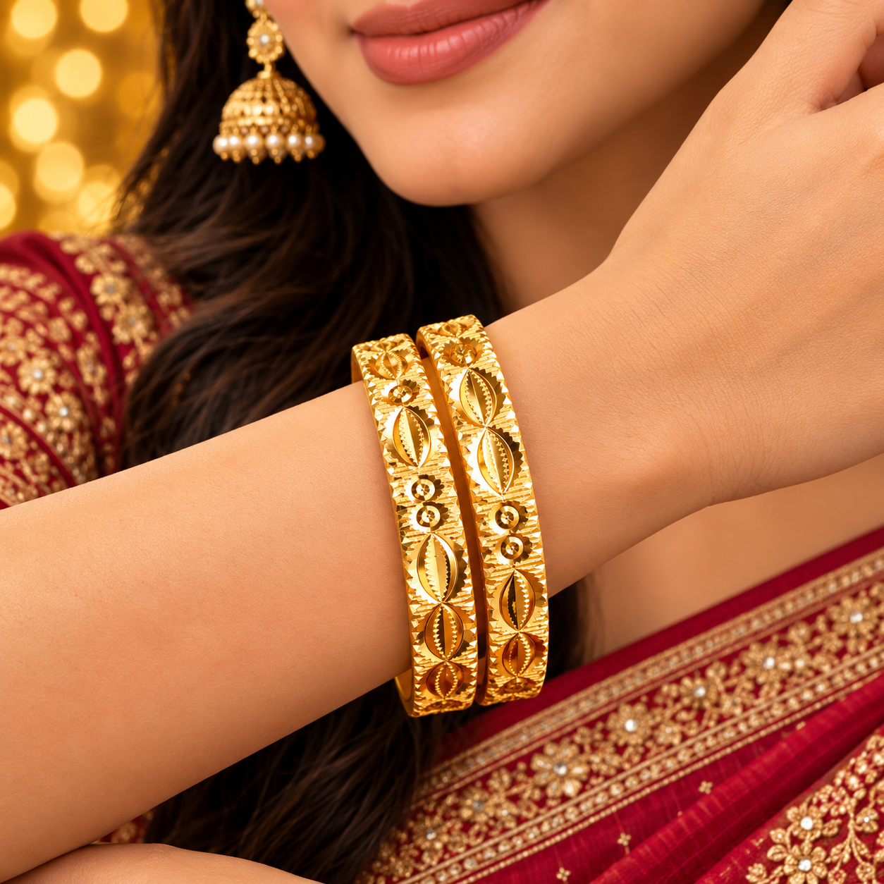 Gold-Tone Eye Motif Bangles