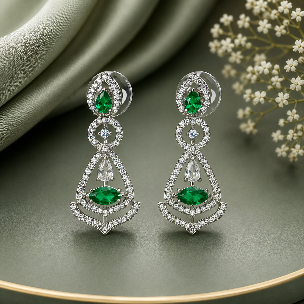 Vandana Lotus Motif Temple Earrings