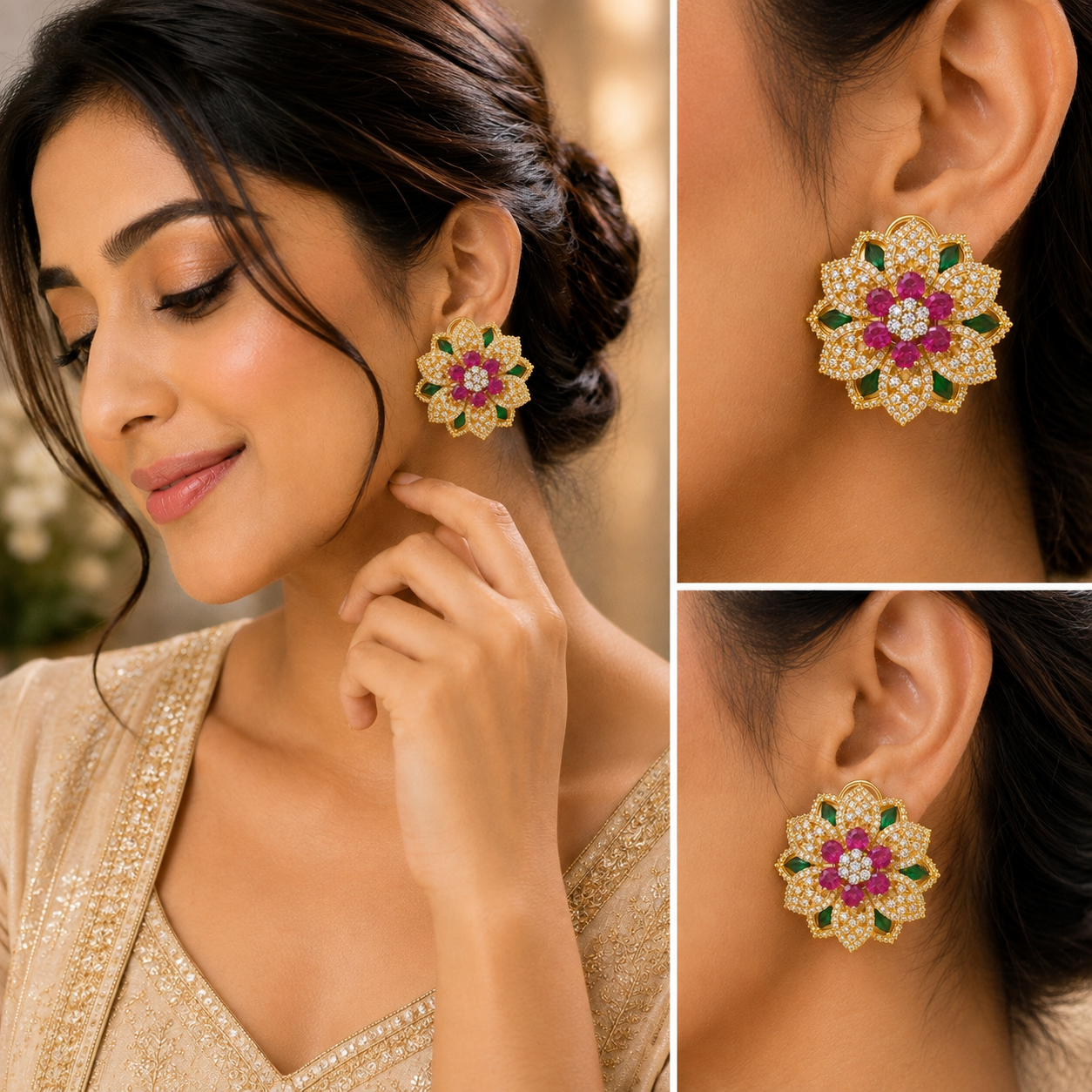 Manju Royal Kundan Pearl Jhumkas